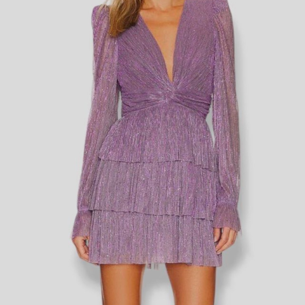 $329 Sabina Musayev Women's Purple Sequin Mini Dress Size L (NWT)